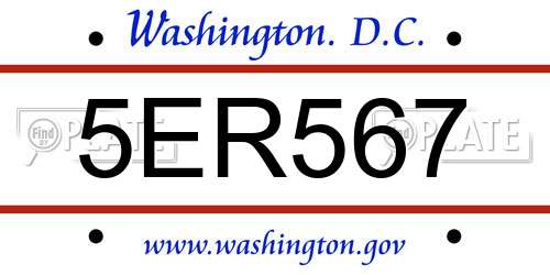5ER567 District Of Columbia License Plate