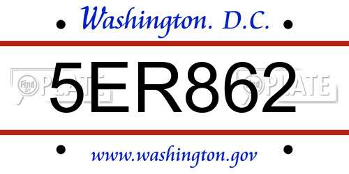 5ER862 District Of Columbia License Plate