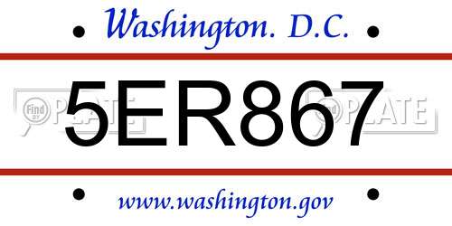 5ER867 District Of Columbia License Plate