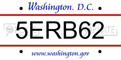 5ERB62 District Of Columbia License Plate
