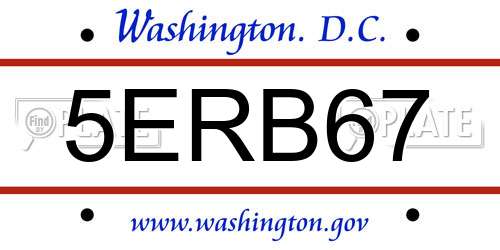 5ERB67 District Of Columbia License Plate