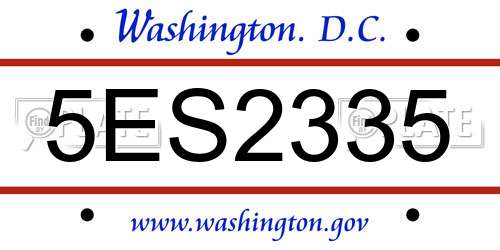 5ES2335 District Of Columbia License Plate