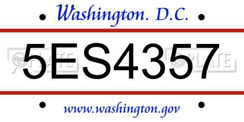 5ES4357 District Of Columbia License Plate