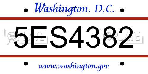 5ES4382 District Of Columbia License Plate