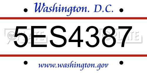 5ES4387 District Of Columbia License Plate