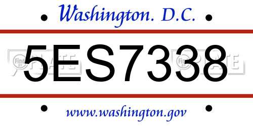 5ES7338 District Of Columbia License Plate