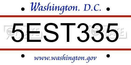 5EST335 District Of Columbia License Plate