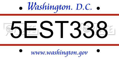 5EST338 District Of Columbia License Plate