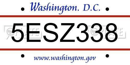 5ESZ338 District Of Columbia License Plate