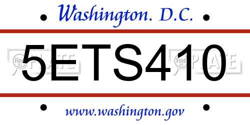 5ETS410 District Of Columbia License Plate