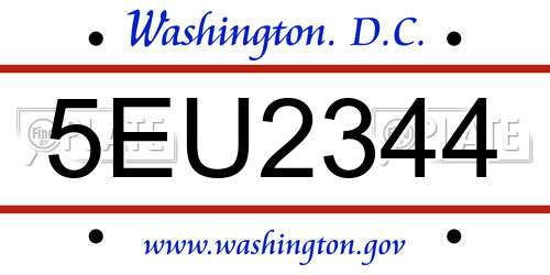 5EU2344 District Of Columbia License Plate