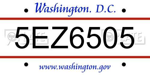 5EZ6505 District Of Columbia License Plate