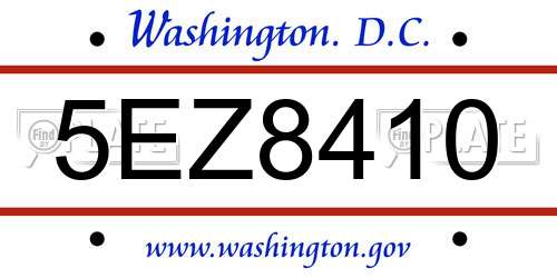 5EZ8410 District Of Columbia License Plate