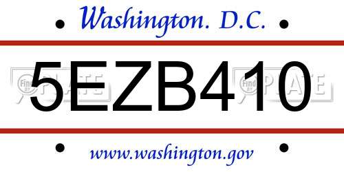 5EZB410 District Of Columbia License Plate