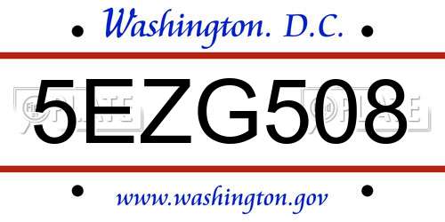 5EZG508 District Of Columbia License Plate