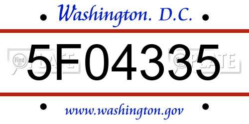 5F04335 District Of Columbia License Plate