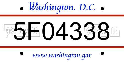 5F04338 District Of Columbia License Plate