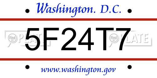 5F24T7 District Of Columbia License Plate