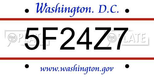 5F24Z7 District Of Columbia License Plate