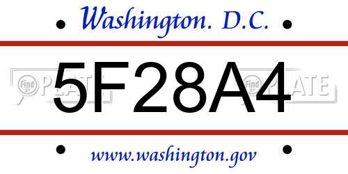 5F28A4 District Of Columbia License Plate