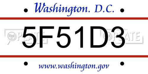 5F51D3 District Of Columbia License Plate