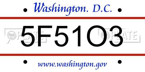 5F51O3 District Of Columbia License Plate