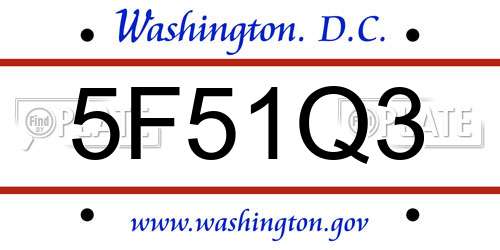 5F51Q3 District Of Columbia License Plate