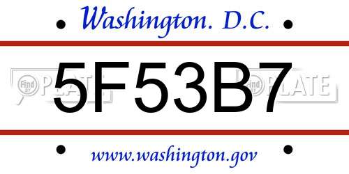 5F53B7 District Of Columbia License Plate