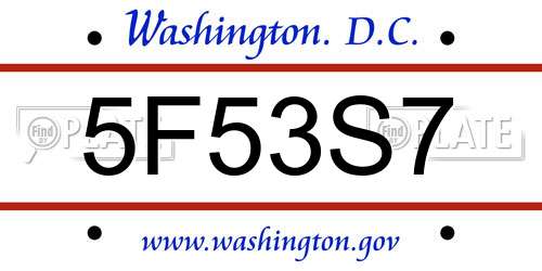 5F53S7 District Of Columbia License Plate