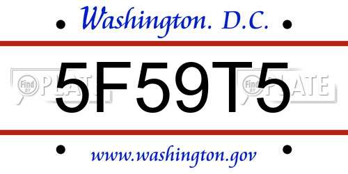 5F59T5 District Of Columbia License Plate
