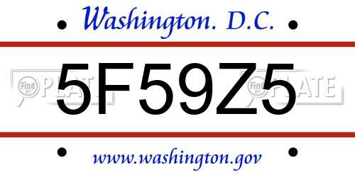 5F59Z5 District Of Columbia License Plate
