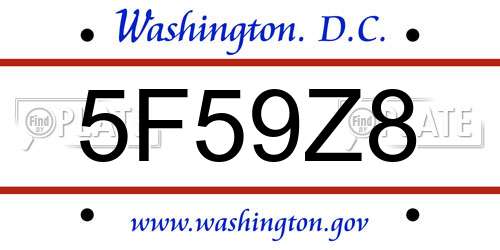 5F59Z8 District Of Columbia License Plate