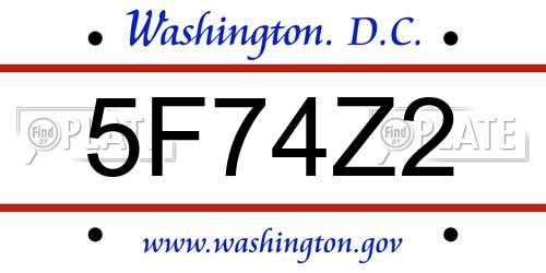 5F74Z2 District Of Columbia License Plate