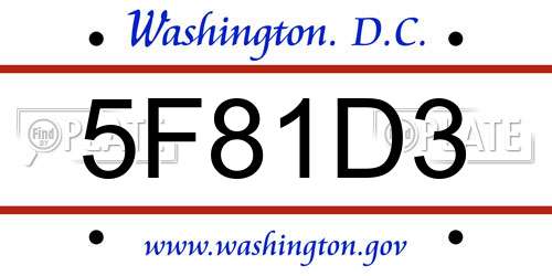 5F81D3 District Of Columbia License Plate