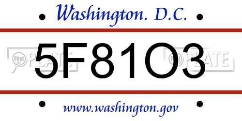 5F81O3 District Of Columbia License Plate