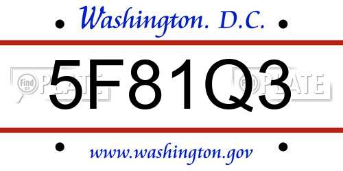 5F81Q3 District Of Columbia License Plate