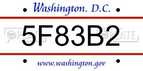 5F83B2 District Of Columbia License Plate