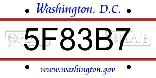 5F83B7 District Of Columbia License Plate