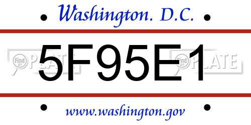 5F95E1 District Of Columbia License Plate