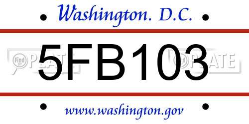 5FB103 District Of Columbia License Plate
