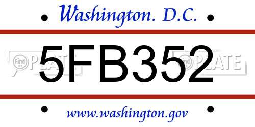 5FB352 District Of Columbia License Plate