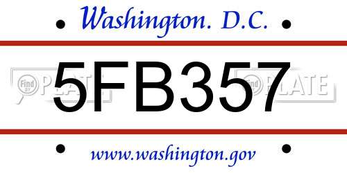 5FB357 District Of Columbia License Plate