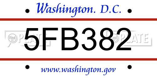 5FB382 District Of Columbia License Plate