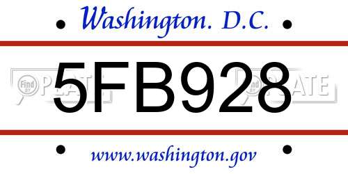 5FB928 District Of Columbia License Plate