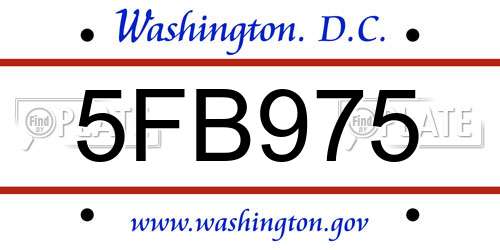 5FB975 District Of Columbia License Plate