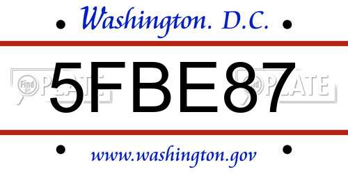 5FBE87 District Of Columbia License Plate