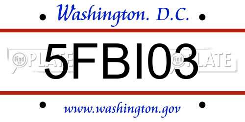 5FBI03 District Of Columbia License Plate