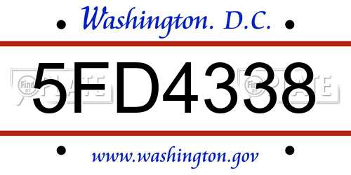 5FD4338 District Of Columbia License Plate