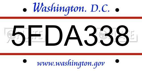 5FDA338 District Of Columbia License Plate