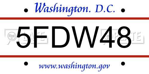 5FDW48 District Of Columbia License Plate